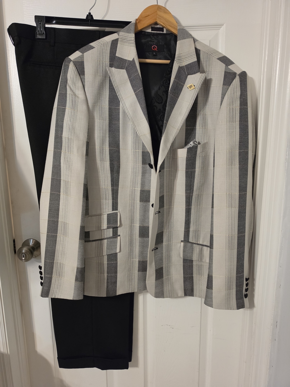 Men's Gray & White Vertical-Stripe Blazer - Stacey Adams